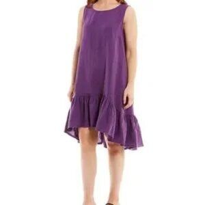 Bryn Walker Ruffle Angelita Linen Dress Size Large Purple